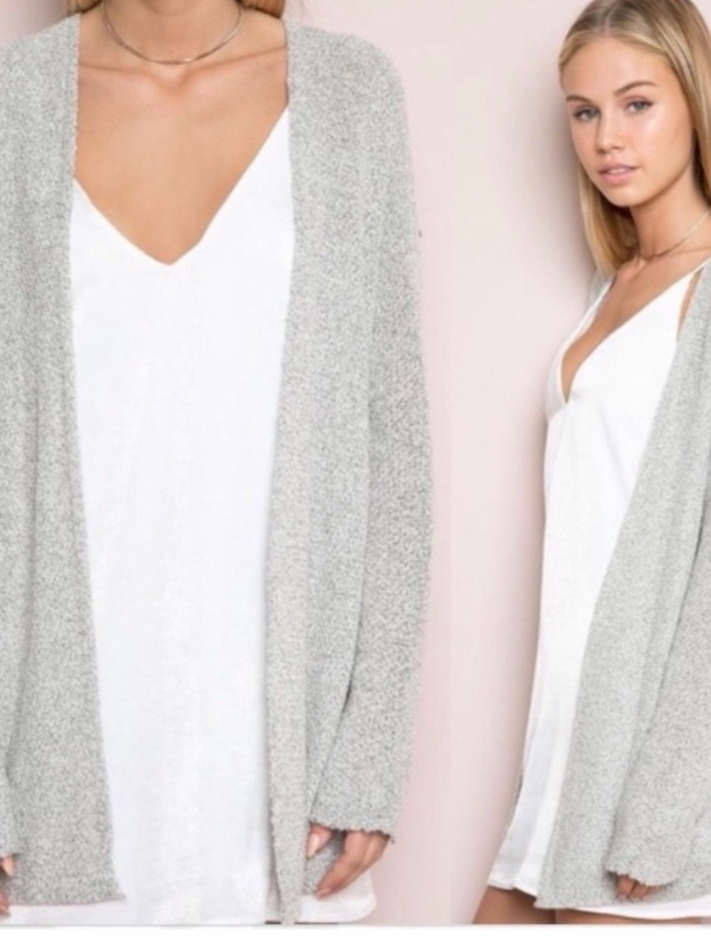 Brandy Melville heather Gray hooded Cardigan wrap
